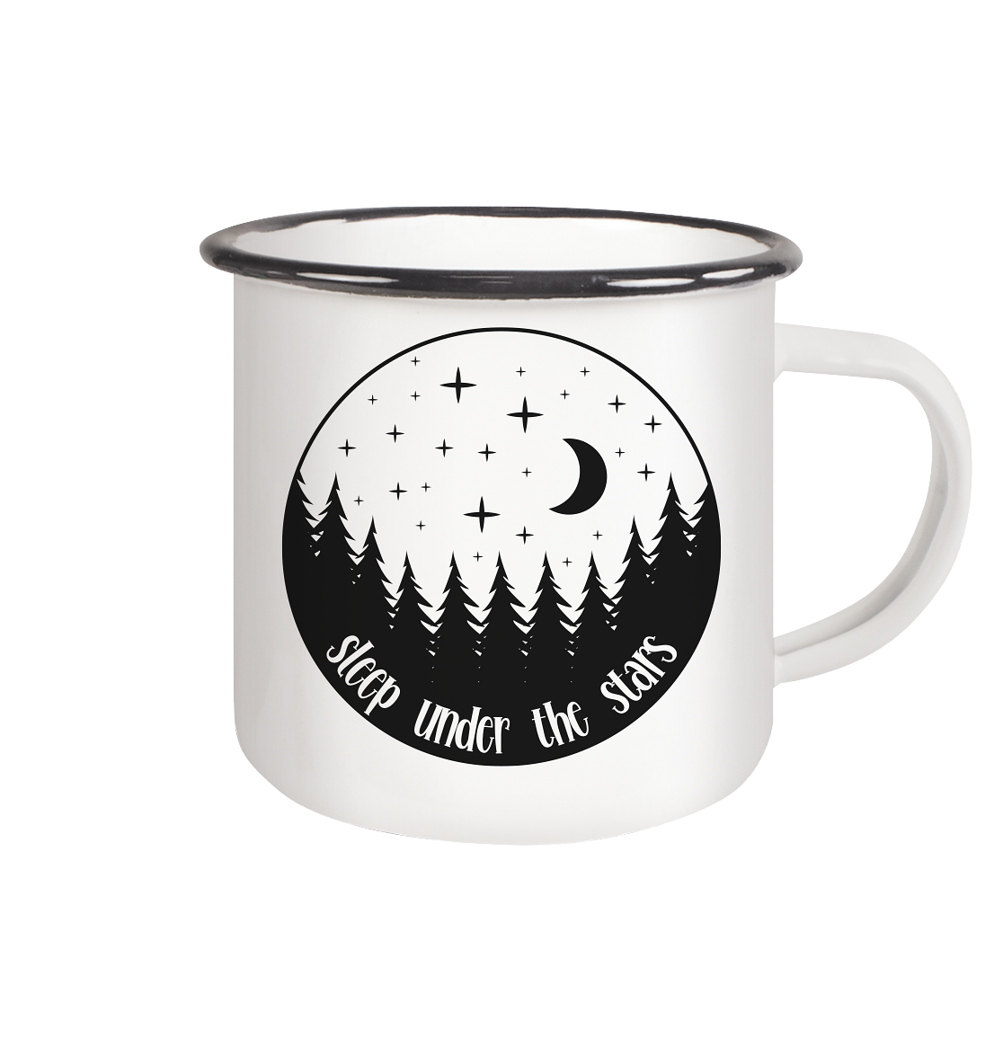 Sleep under the stars - Emaille Tasse (Black)