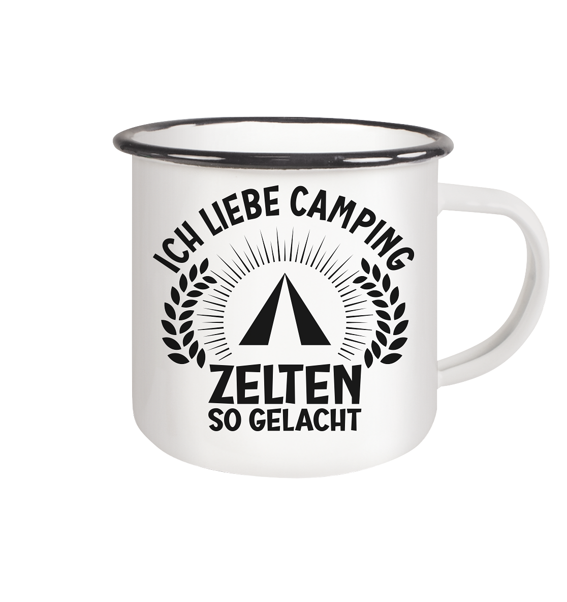 Zelten so gelacht - Emaille Tasse (Black)