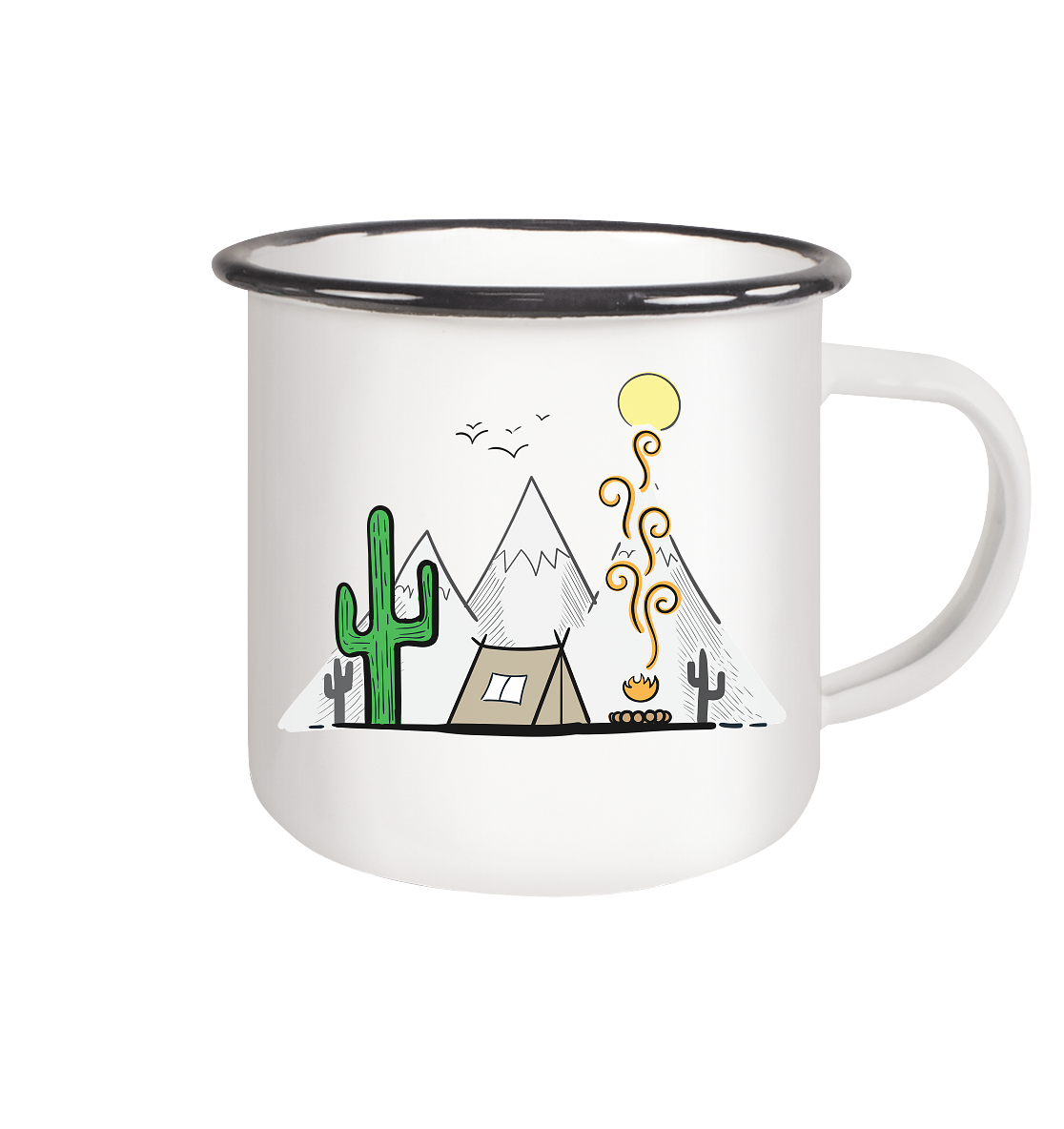 Camping in den Bergen - Emaille Tasse (Black)