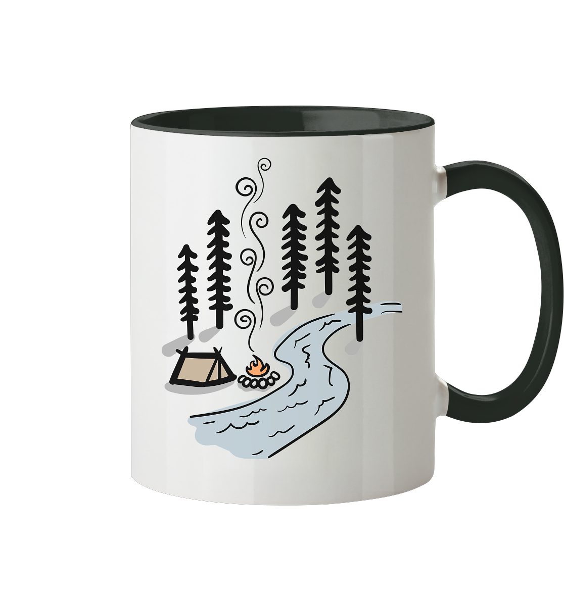 Zelt am Fluss - Tasse zweifarbig