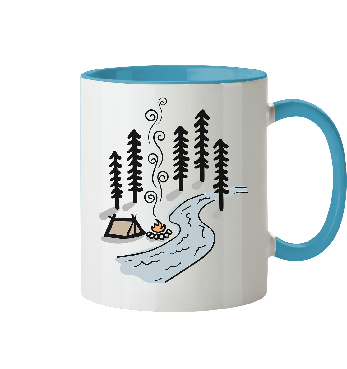 Zelt am Fluss - Tasse zweifarbig