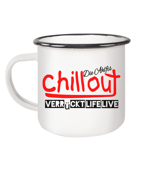 Die Ahlfis - chillout - rot - Emaille Tasse (Black)