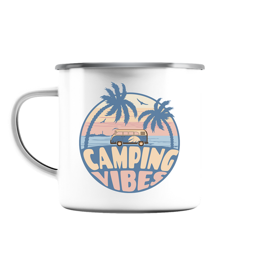 Camping Vibes - Emaille Tasse (Silber)