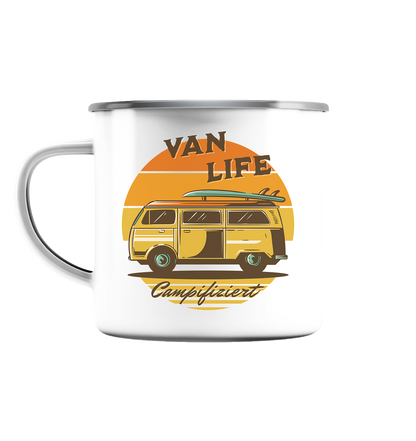 campifiziert - VAN LIFE - Emaille Tasse (Silber)