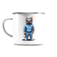 Camping Bulldogge - Emaille Tasse (Silber)