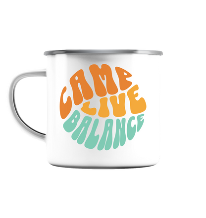 Camp Life Balance Kreis - Emaille Tasse (Silber)