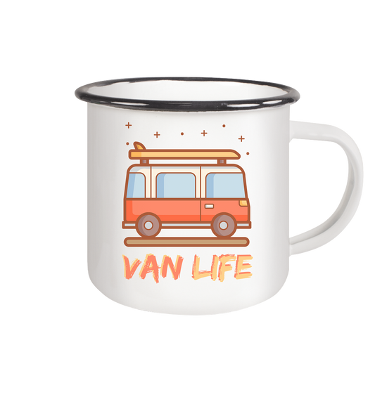 Van Life - Emaille Tasse (Black)