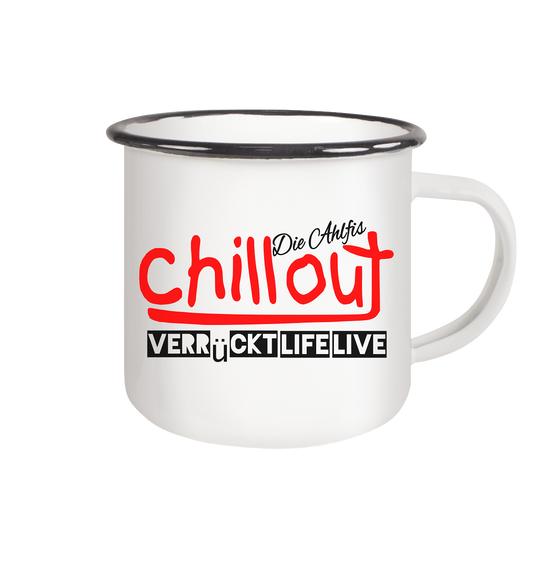 Die Ahlfis - chillout - rot - Emaille Tasse (Black)