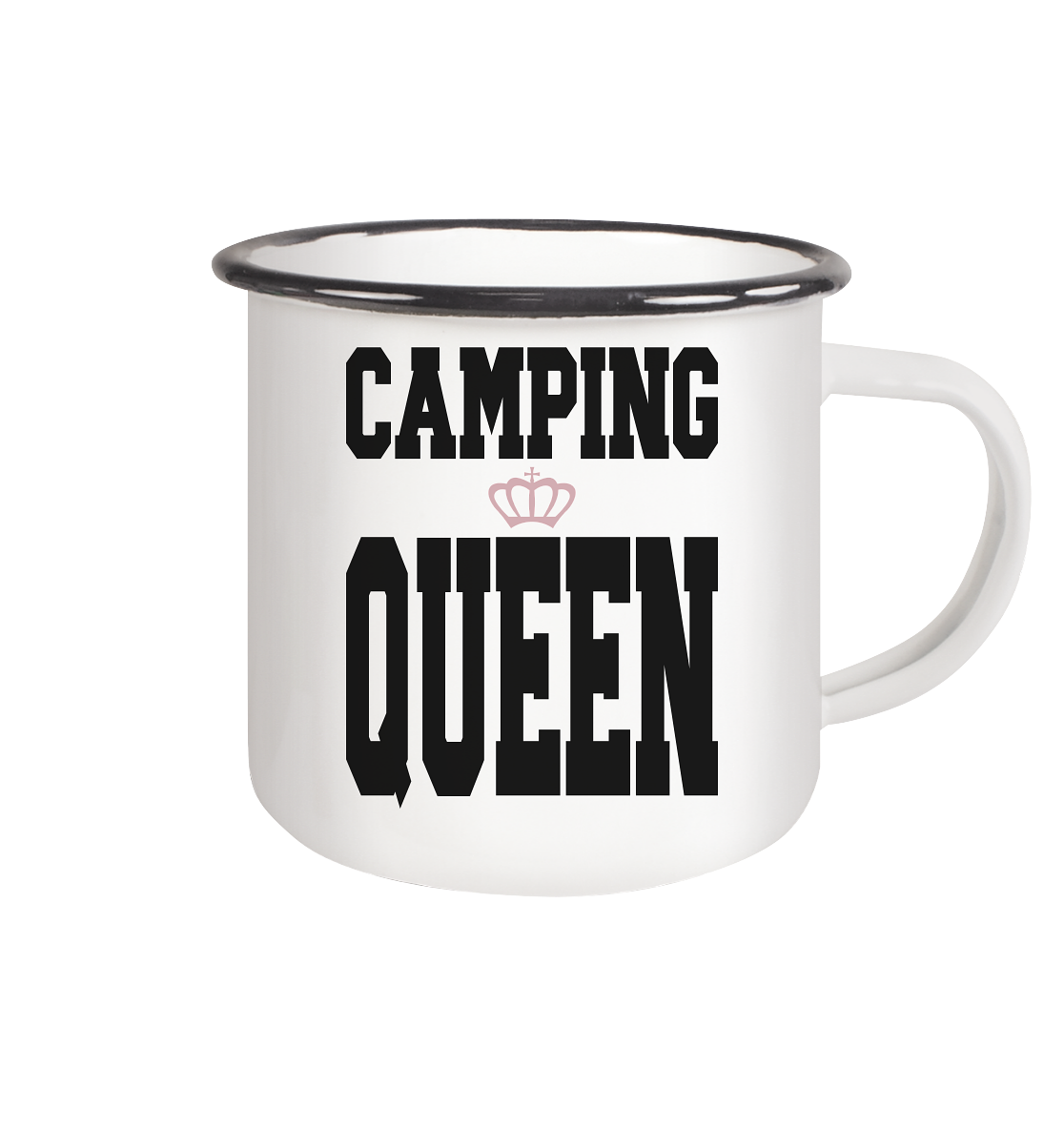 Camping Queen - Emaille Tasse (Black)