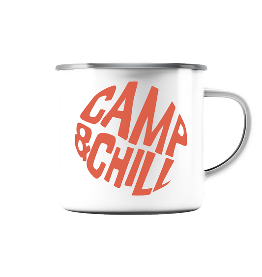 Camp & Chill - Emaille Tasse (Silber)