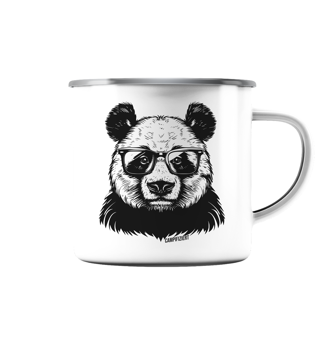 Campifiziert Panda - Emaille Tasse (Silber)