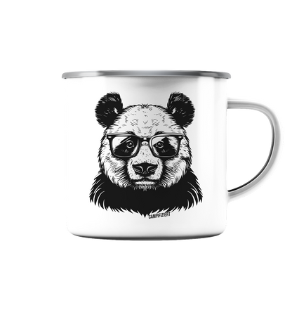 Campifiziert Panda - Emaille Tasse (Silber)