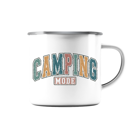 Camping Mode Retro - Emaille Tasse (Silber)