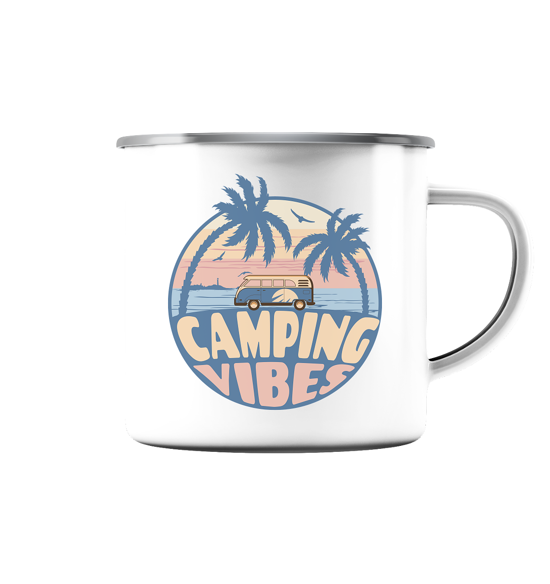 Camping Vibes - Emaille Tasse (Silber)
