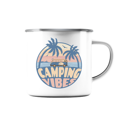 Camping Vibes - Emaille Tasse (Silber)