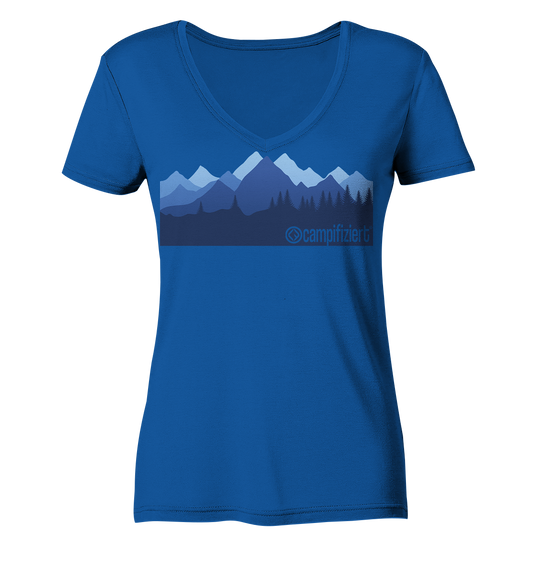 campifiziert® blaue Berge - Ladies Organic V-Neck Shirt