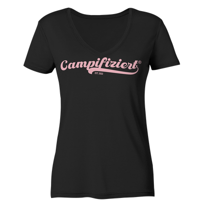 campifiziert® retro rosa neu - Ladies Organic V-Neck Shirt