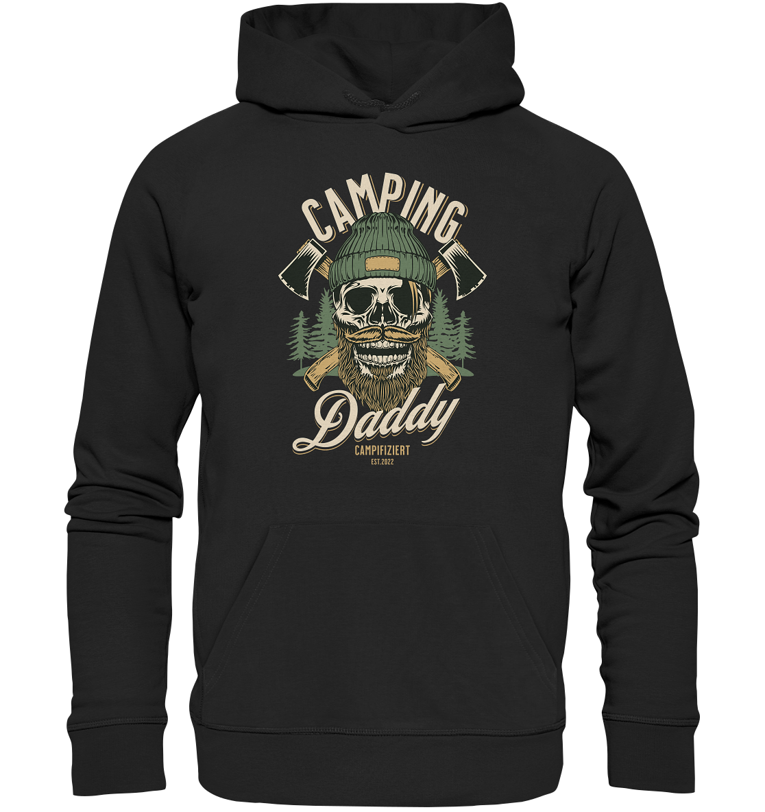 Camping Daddy Skull - Organic Basic Hoodie