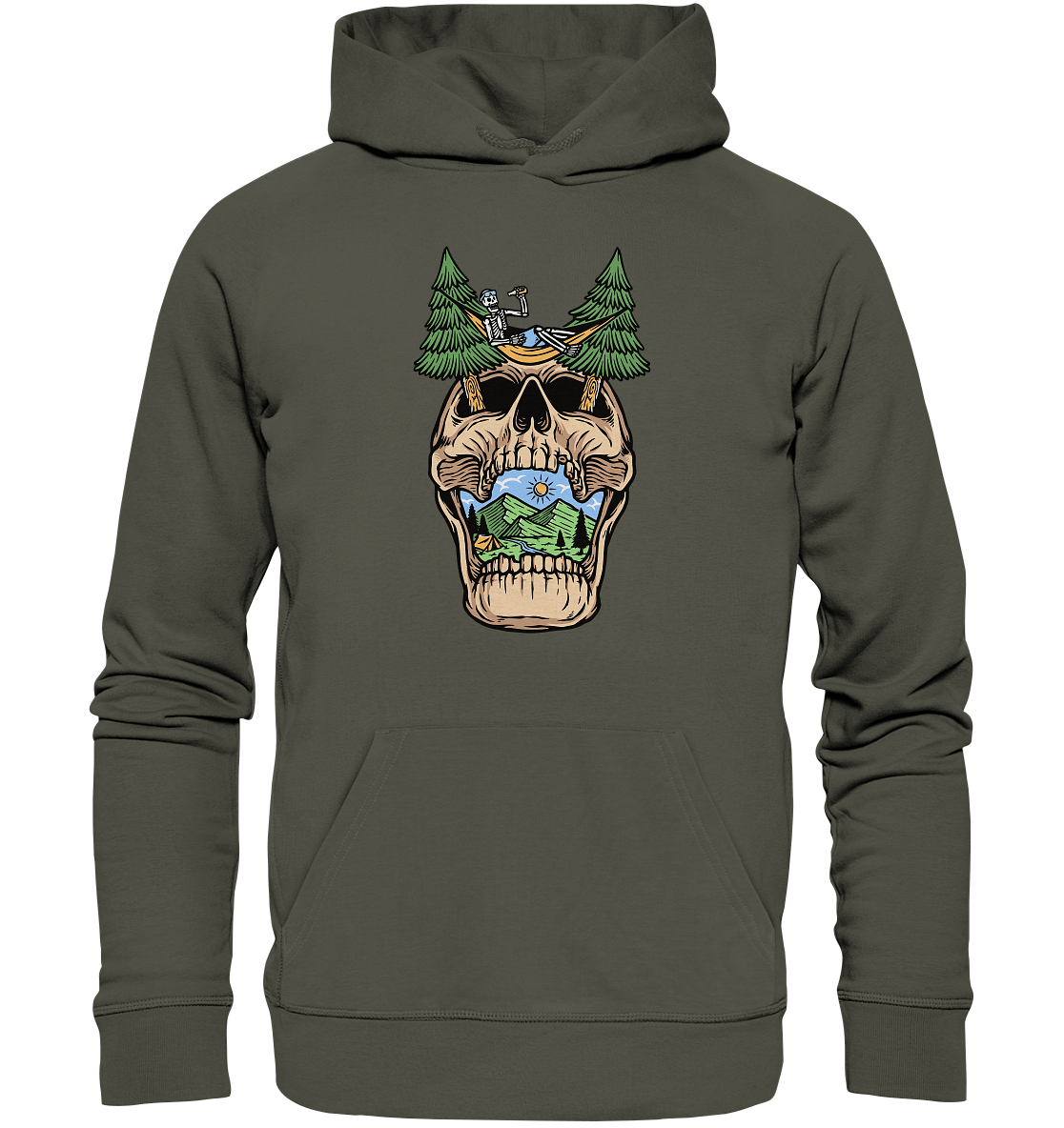 Chilling Skull Camping - Organic Basic Hoodie