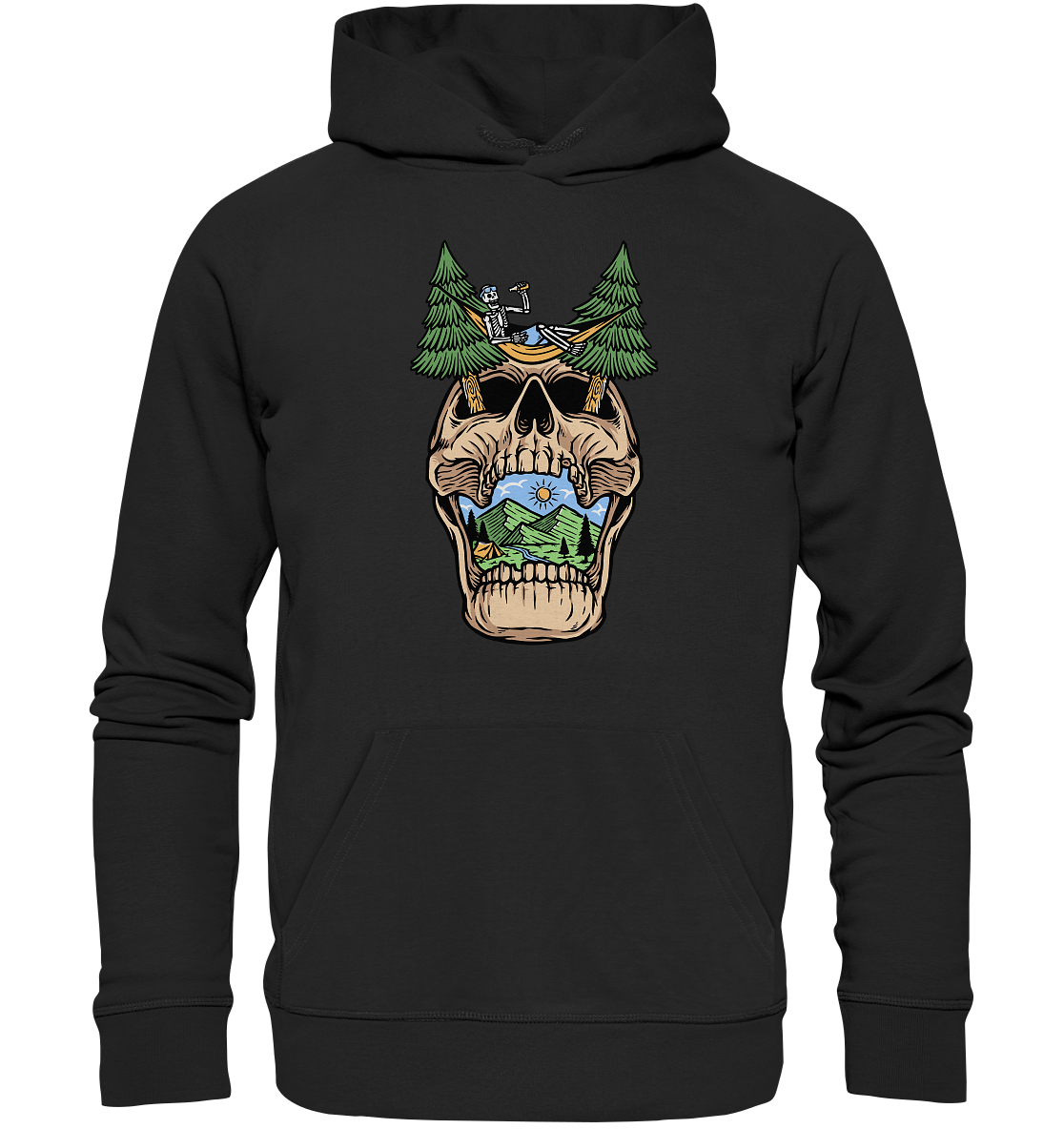 Chilling Skull Camping - Organic Hoodie