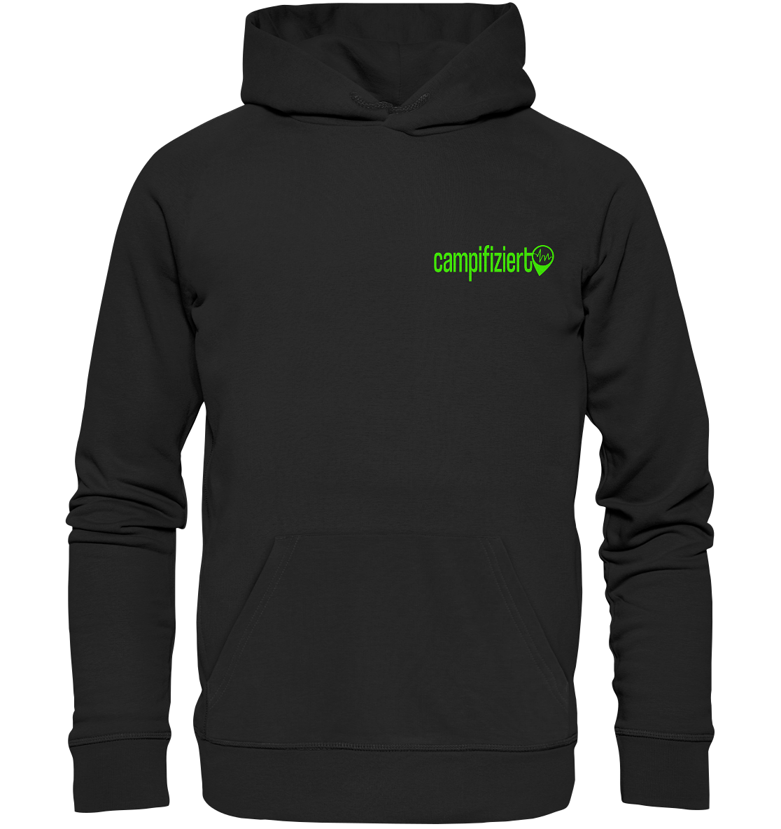 Campifiziert Schriftzug Grün - Organic Hoodie