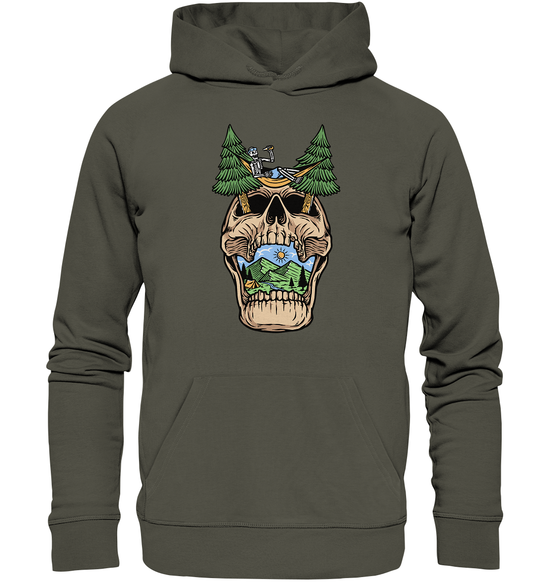 Chilling Skull Camping - Organic Hoodie