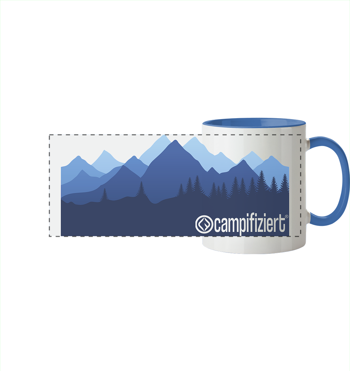 campifiziert® blaue Berge - Panorama Tasse zweifarbig