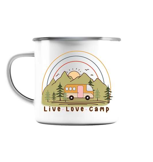 Live - Love - Camp - Emaille Tasse (Silber)