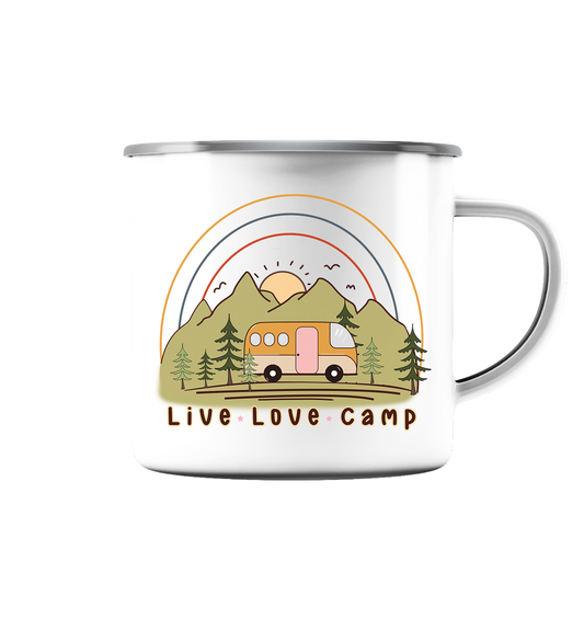 Live - Love - Camp - Emaille Tasse (Silber)